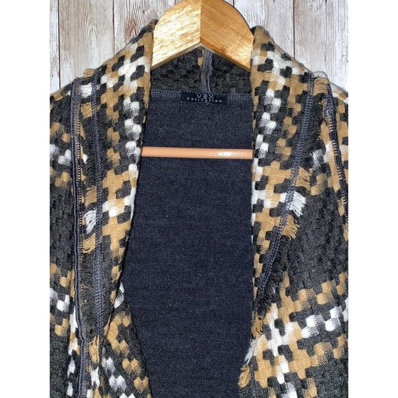 Women's Vex Collection Open Front Drape Gray Wool Blend Cardigan Sweater Size 46 - Picture 6 of 11